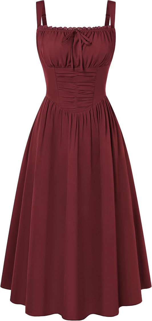 Scarlet Darkness Women Corset Midi Dress Homecoming Cocktail Party Sundress