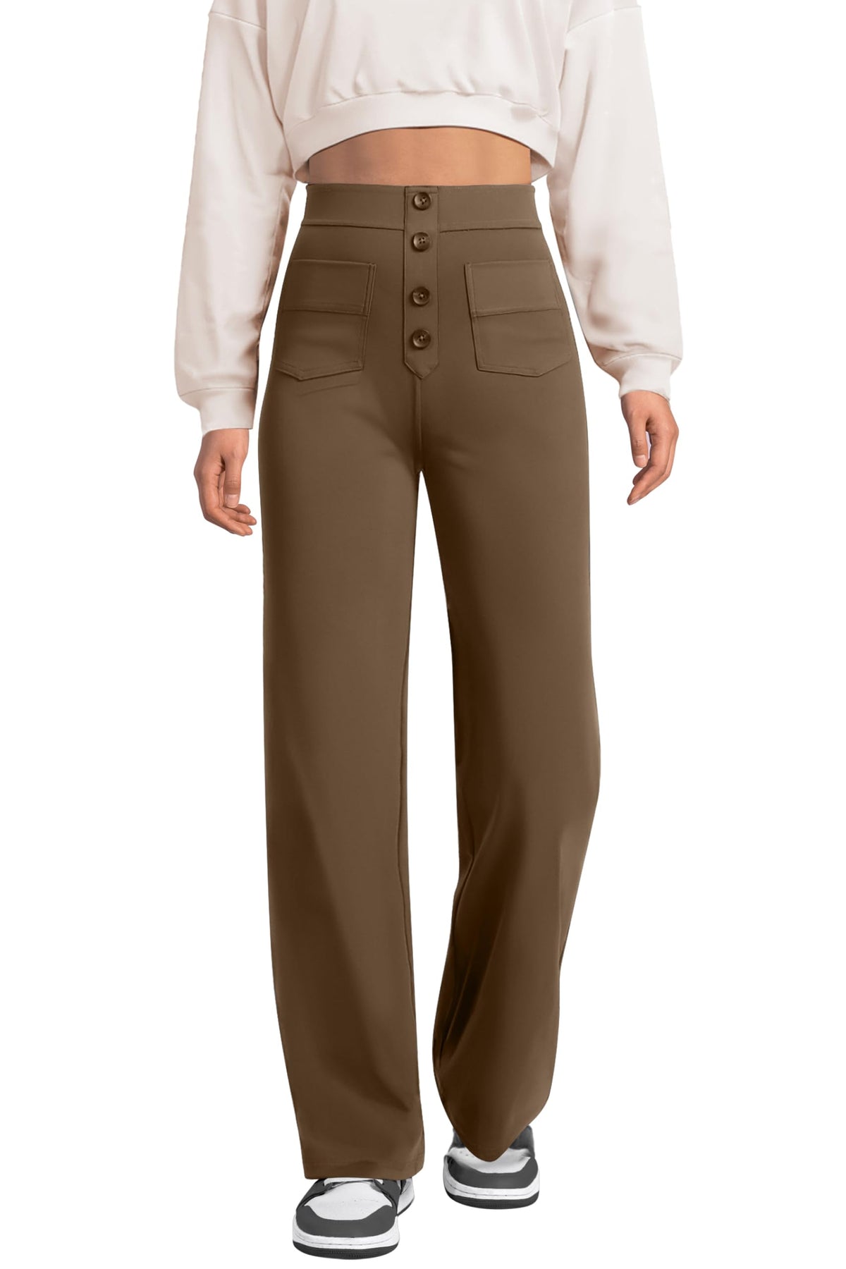 keriffe Women's Straight Leg Dress Pants Stretchy Work Trousers