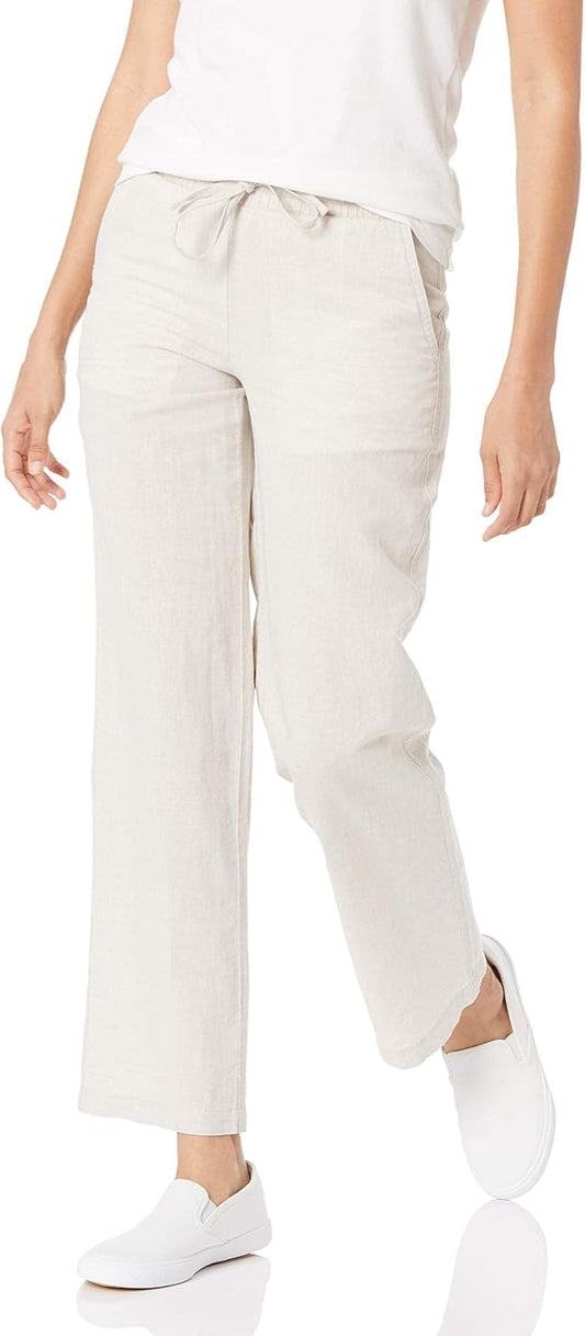 Amazon Essentials Women's Linen Blend Drawstring Relaxed Fit Wide Leg Pants (Available in Plus Size)