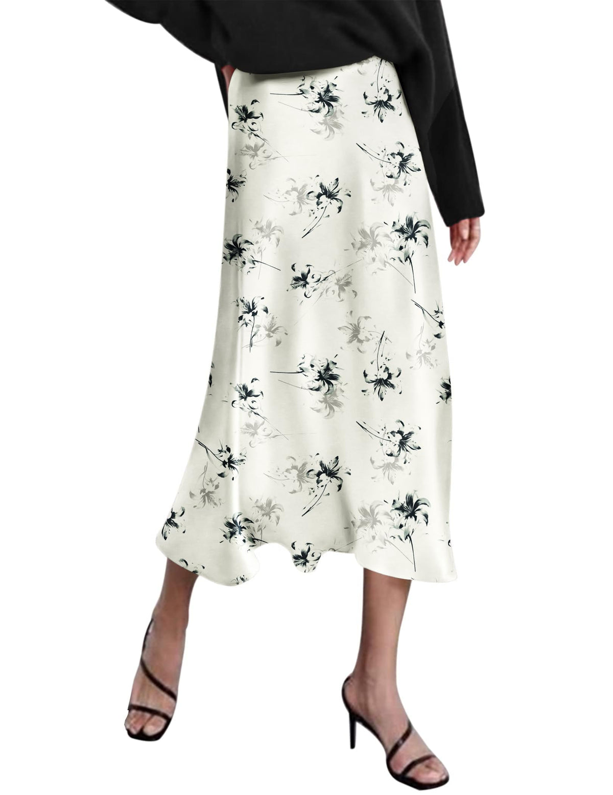 Zeagoo Skirts for Women High Waist Skirt Elegant Midi Skirt Satin