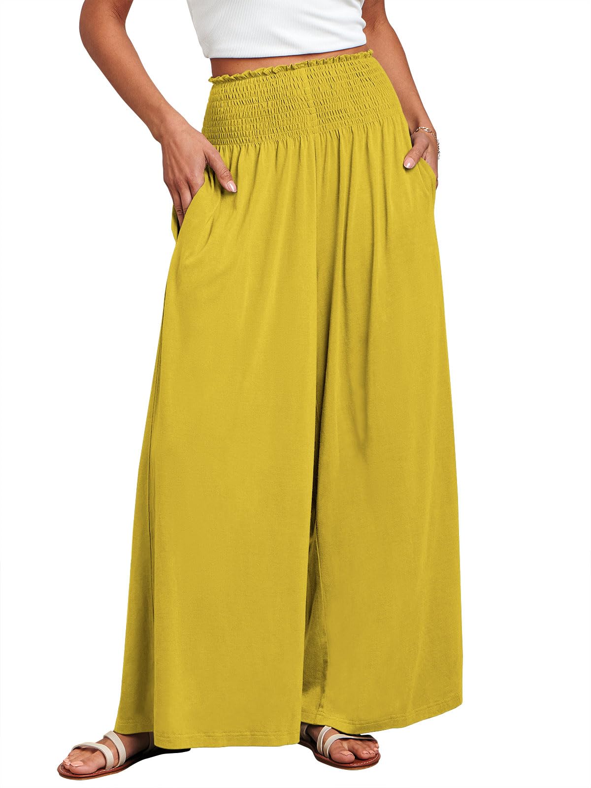 ANRABESS Women Summer Casual Wide Leg Palazzo Pants with Pockets