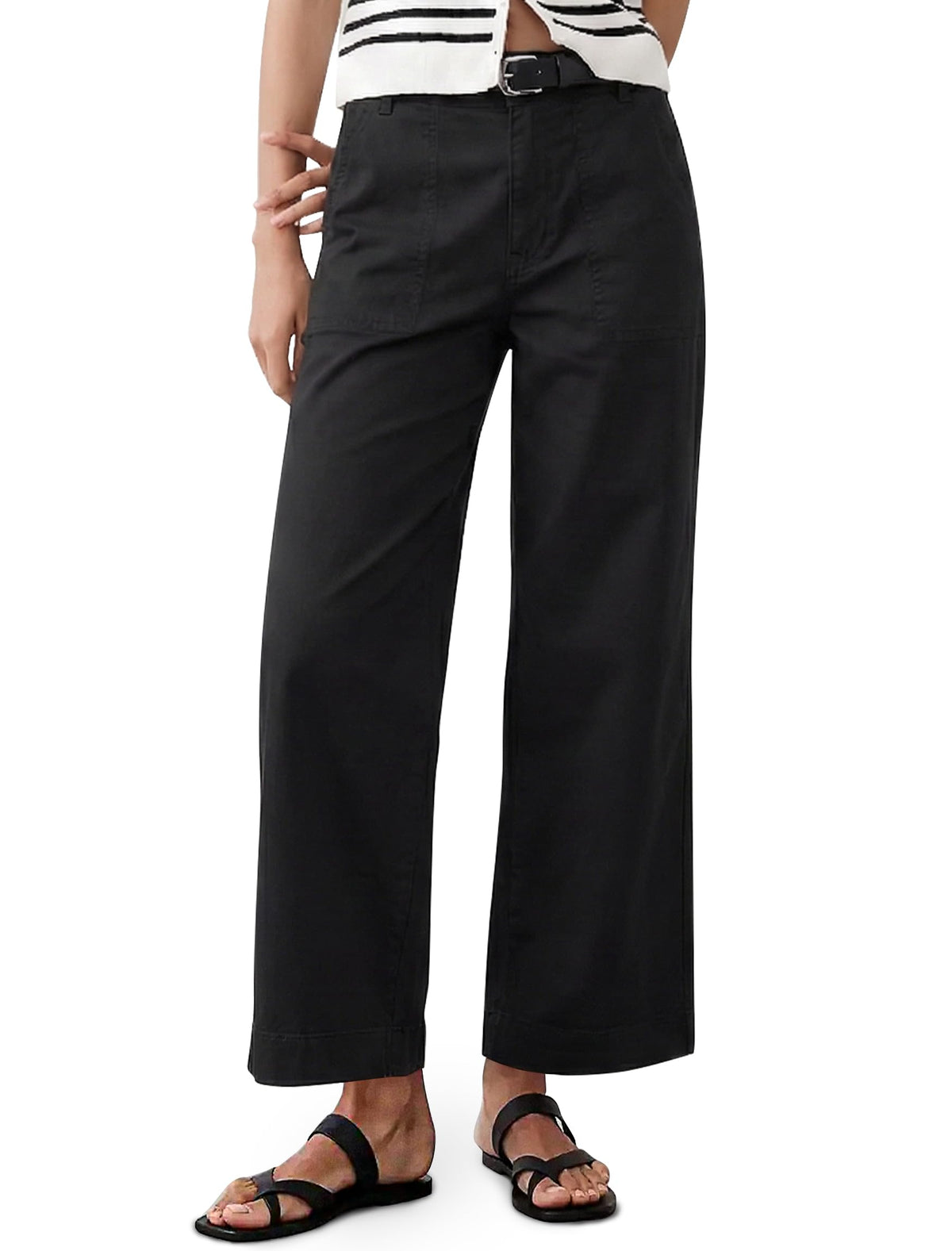 Eddoyee Cropped Pants for Women High Waisted Wide Leg