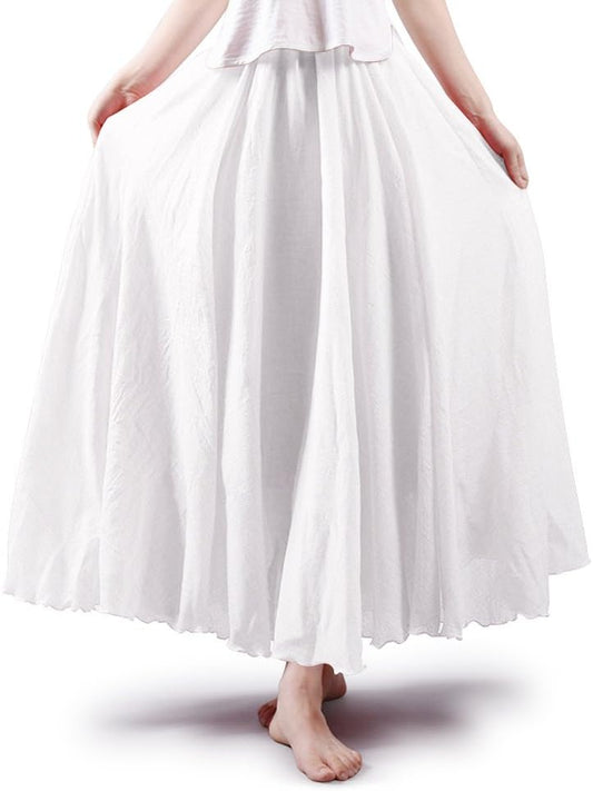 OCHENTA Boho Cotton Maxi Skirts Flowy Long A Line Skirt for Women S-L&Girls