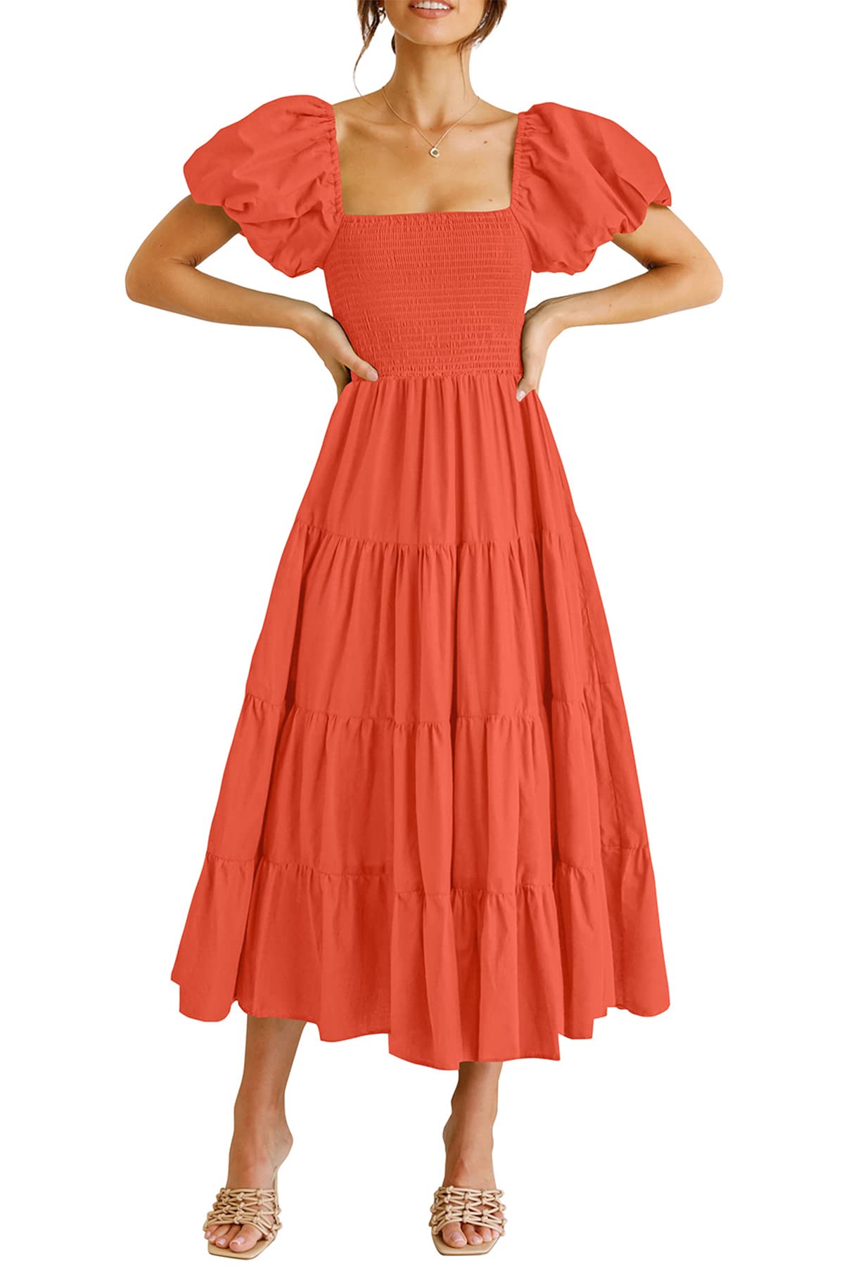 PRETTYGARDEN Women's Smocked Midi Wedding Guest Dress