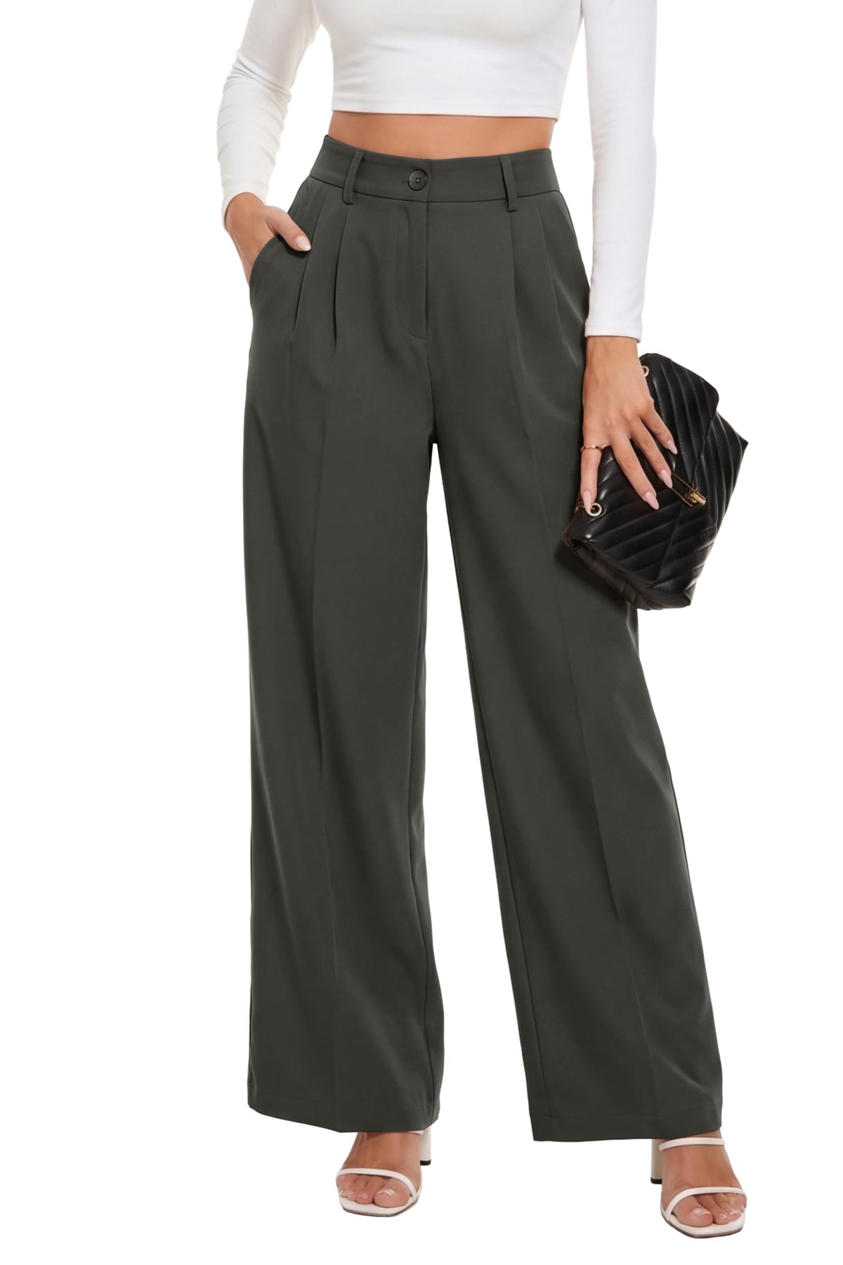 KICZOY Women Casual Wide Leg Dress Pants High Waist Lightweight Flowy Pants