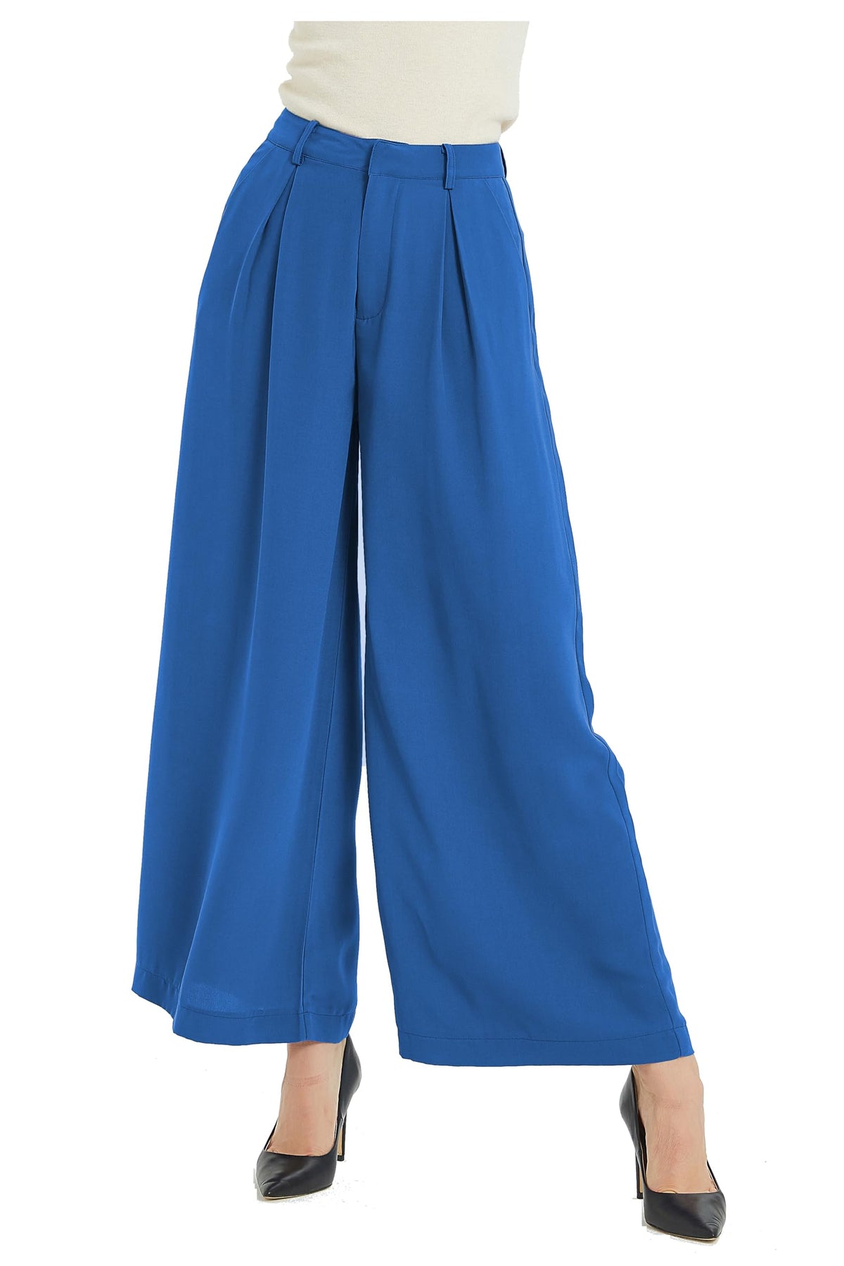 Tronjori Womens High Waist Casual Wide Leg Palazzo Business Pants