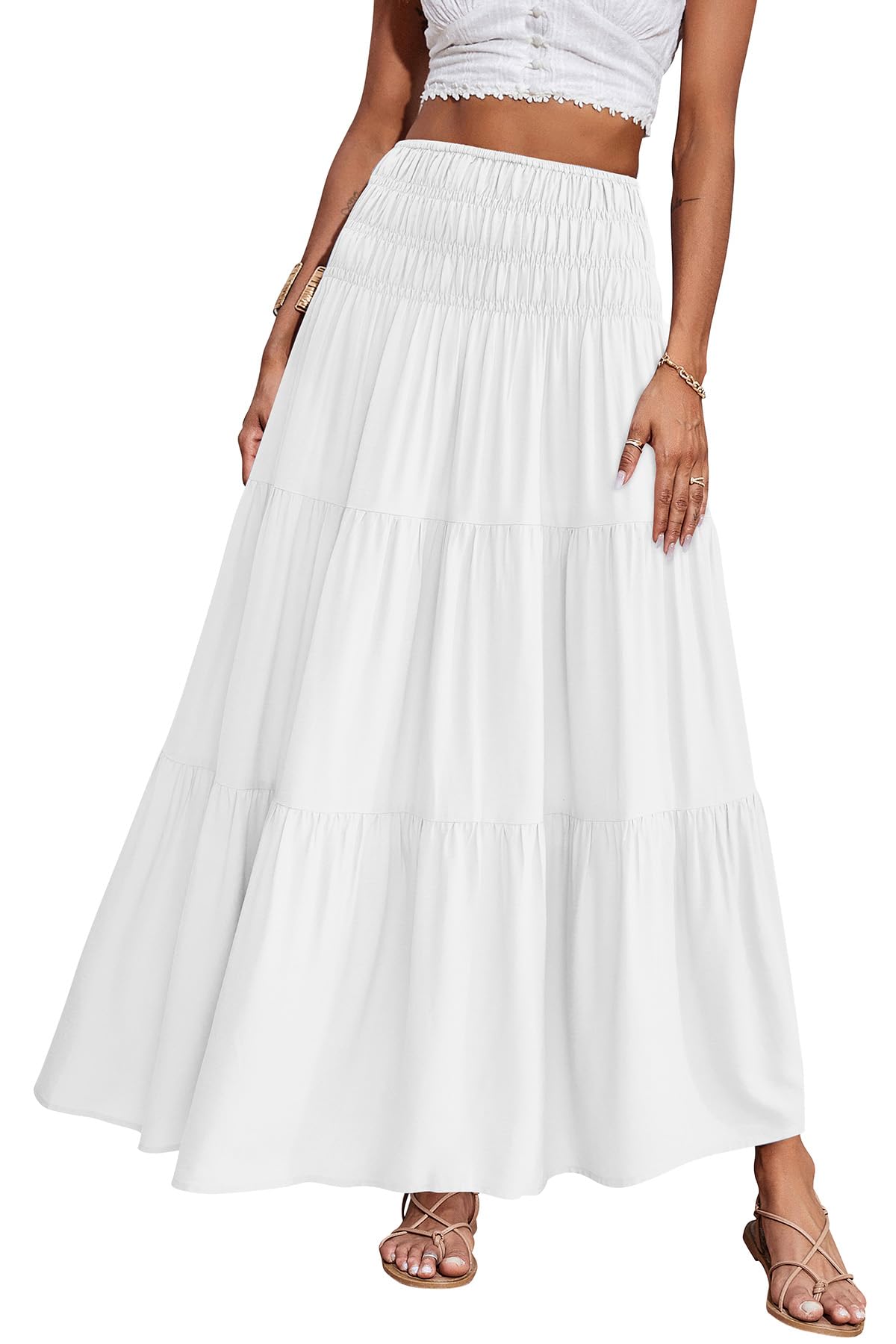 CFLONGE Summer Maxi Skirts for Women 2026 Trendy Floral A Line Boho Skirt