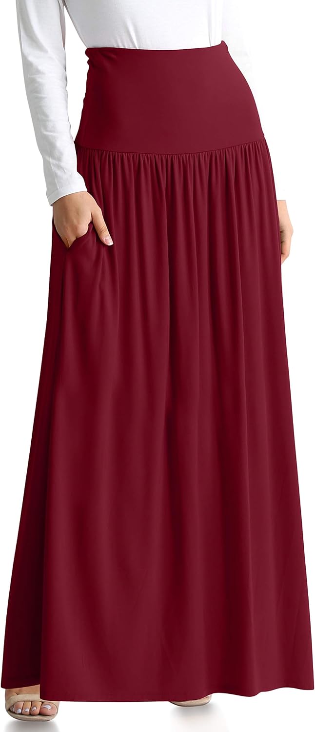 Simlu Maxi Skirts for Women Ankle Length Skirt Casual Long Skirt High Waisted Maxi Skirt Reg and Plus Size Skirt Long Skirt