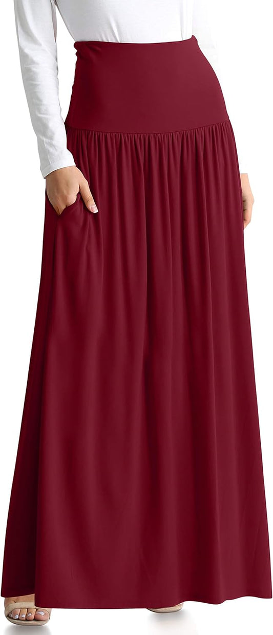 Simlu Maxi Skirts for Women Ankle Length Skirt Casual Long Skirt High Waisted Maxi Skirt Reg and Plus Size Skirt Long Skirt
