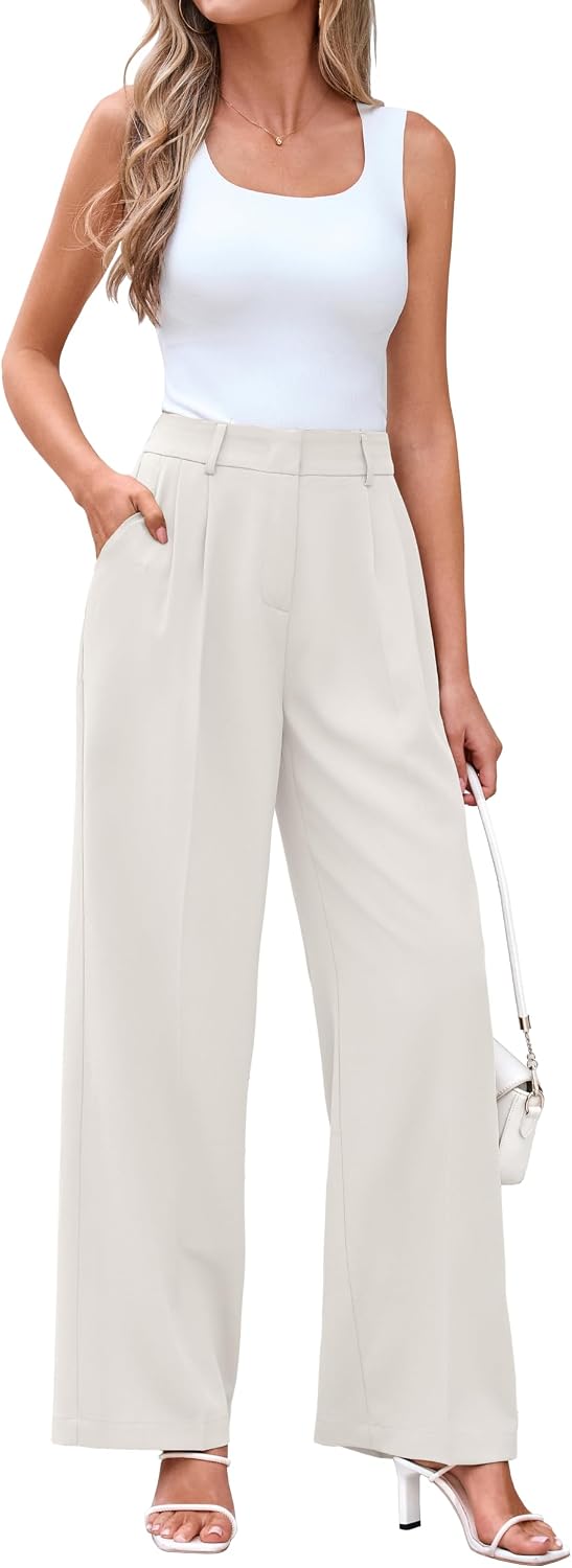 KICZOY Women Casual Wide Leg Dress Pants High Waist Lightweight Flowy Pants