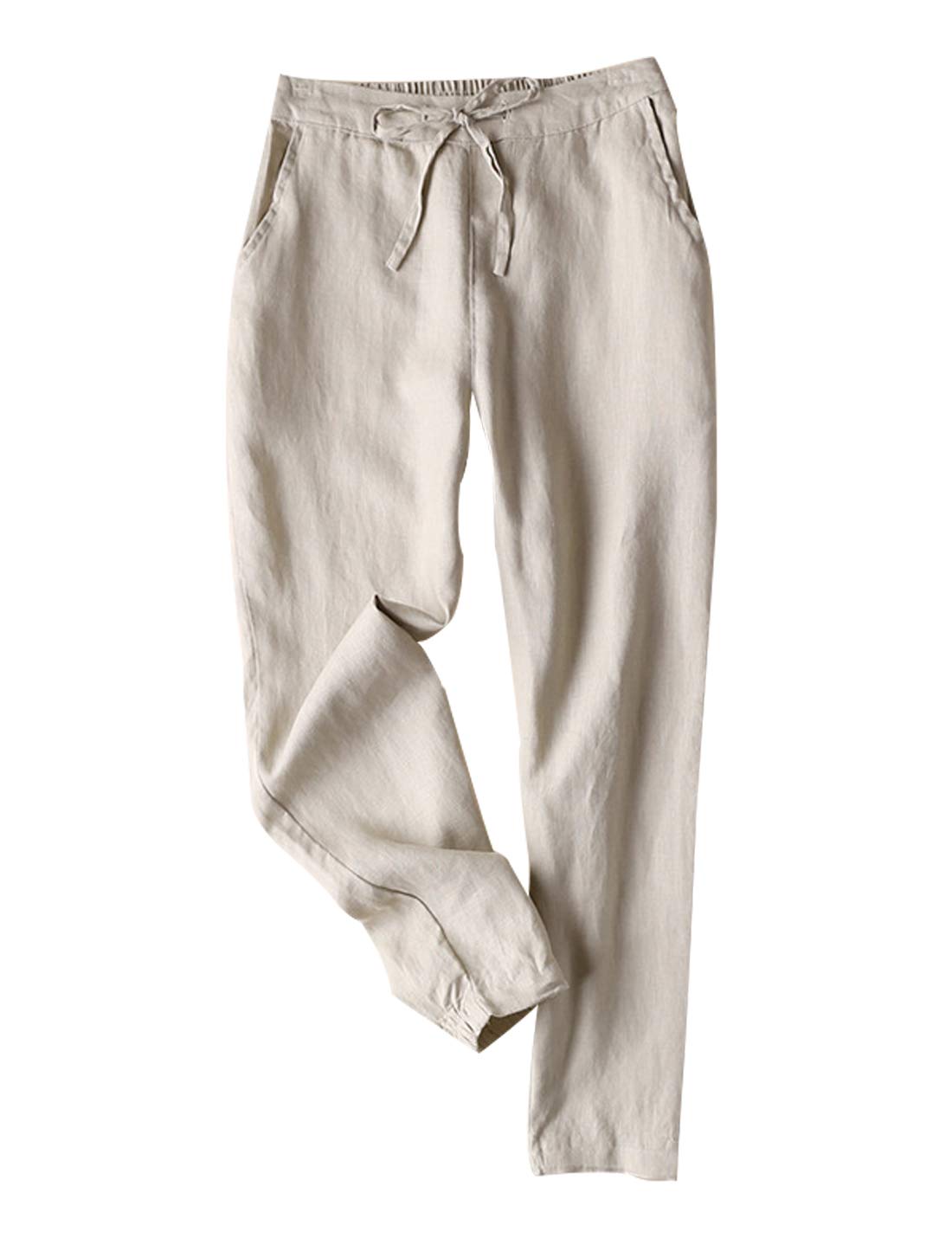 Tanming Cotton Linen Pants for Women Summer Casual Trousers
