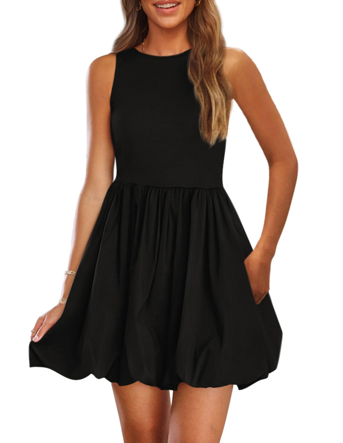 PRETTYGARDEN Womens Summer Bubble Sleeveless Mini Dress
