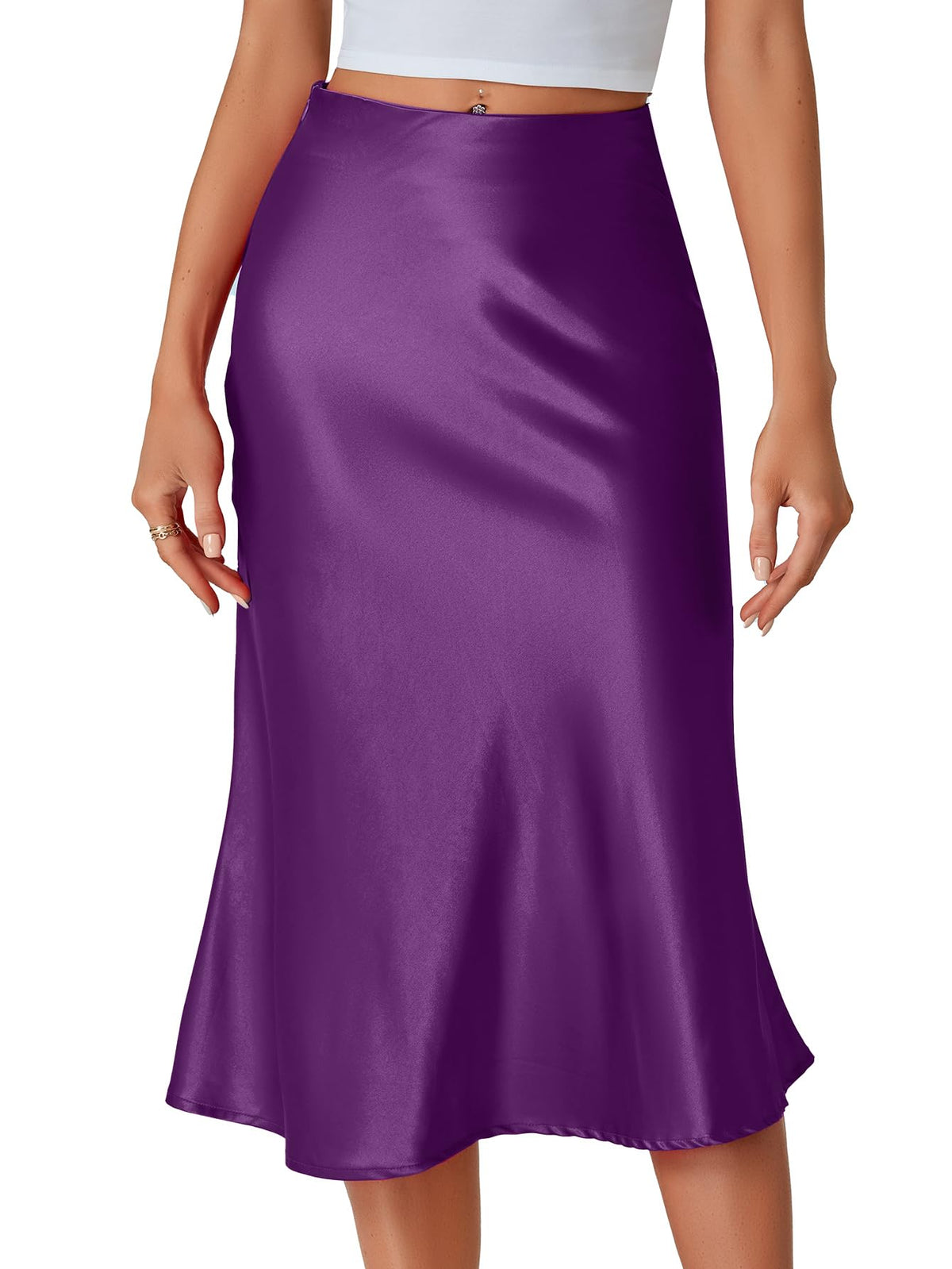 LYANER Women's Satin Silky Midi Skirt