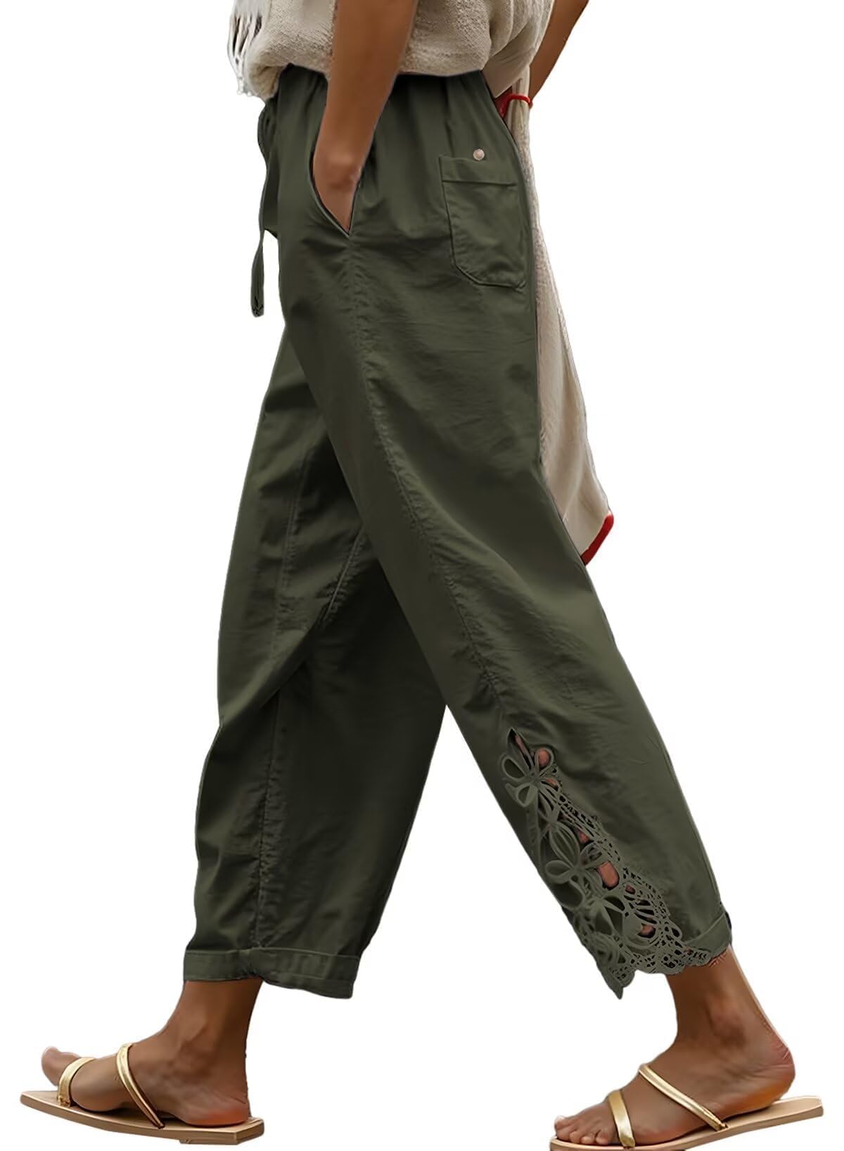 Women Fashion 2026 Casual Elastic Waist Pants with Pockets