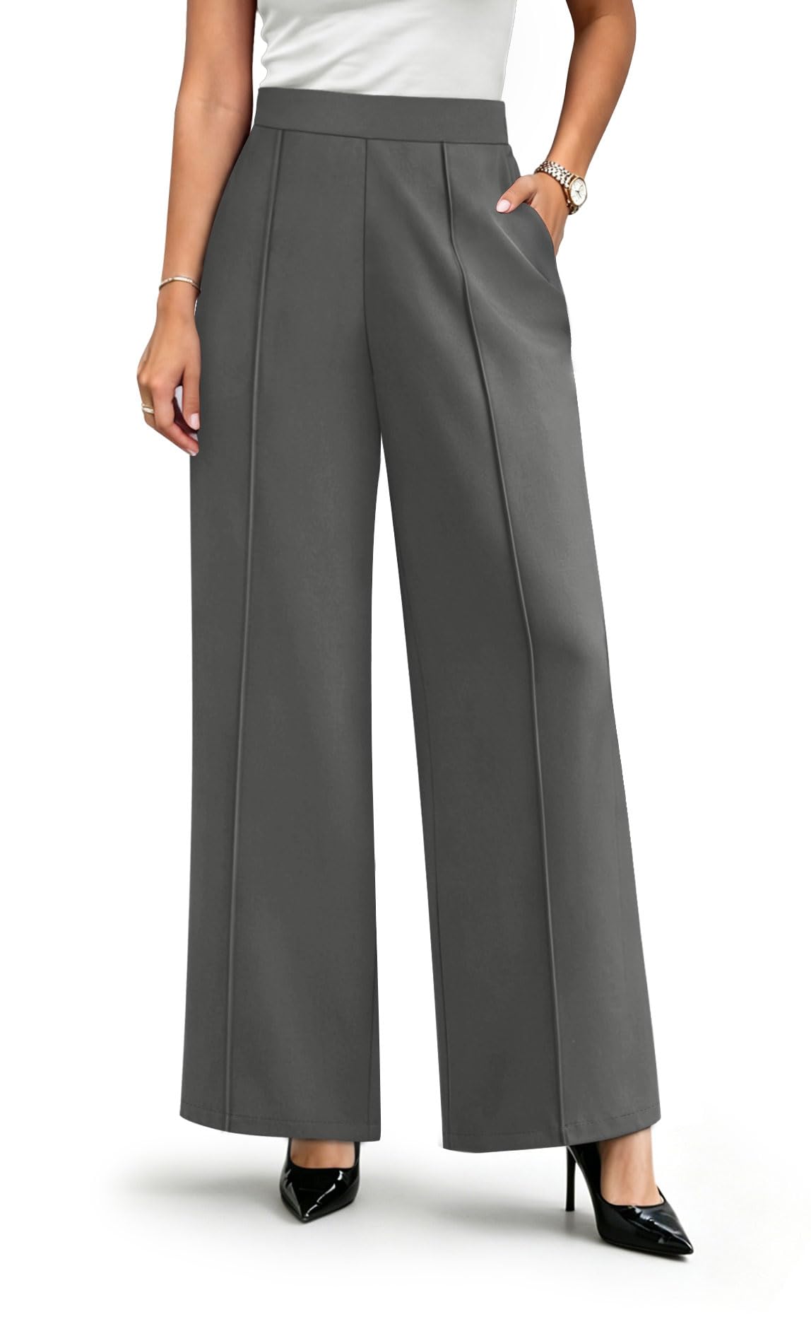 WIHOLL Wide Leg Dress Pants for Women Business Casual Outfits Work Slacks