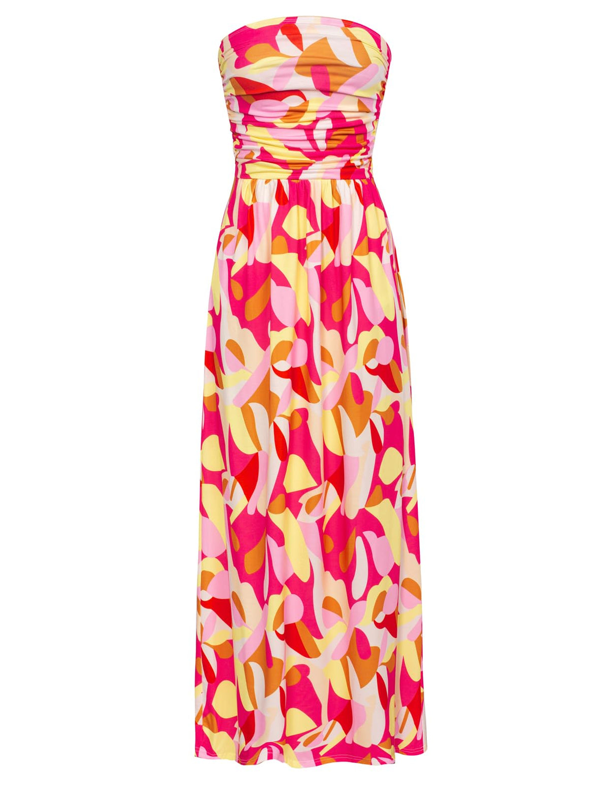 GRACE KARIN Women Strapless Dress Casual Loose Ruched Long Maxi Dress with Pockets