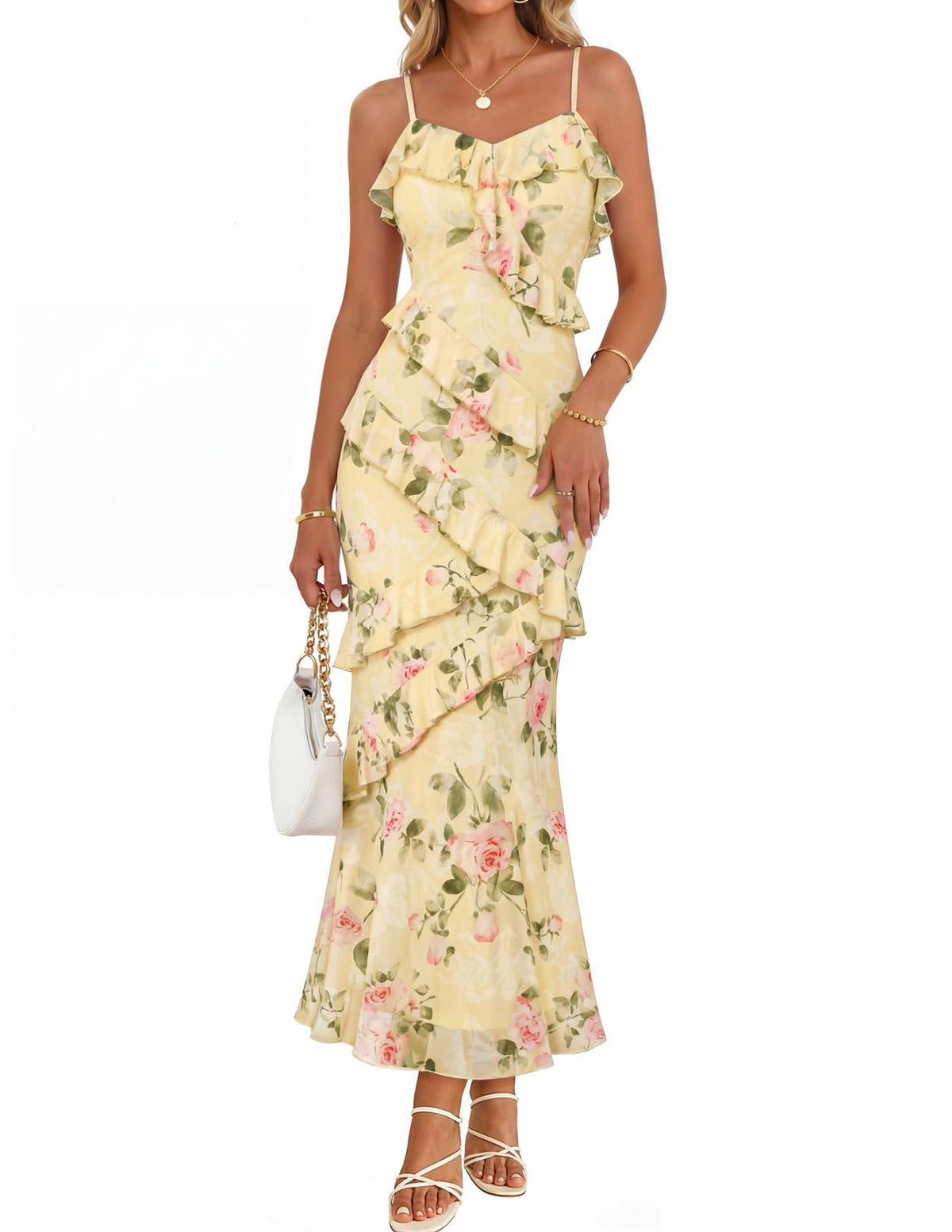 MEROKEETY Summer Floral Wedding Guest Maxi Dress Women 2026 Formal Cocktail