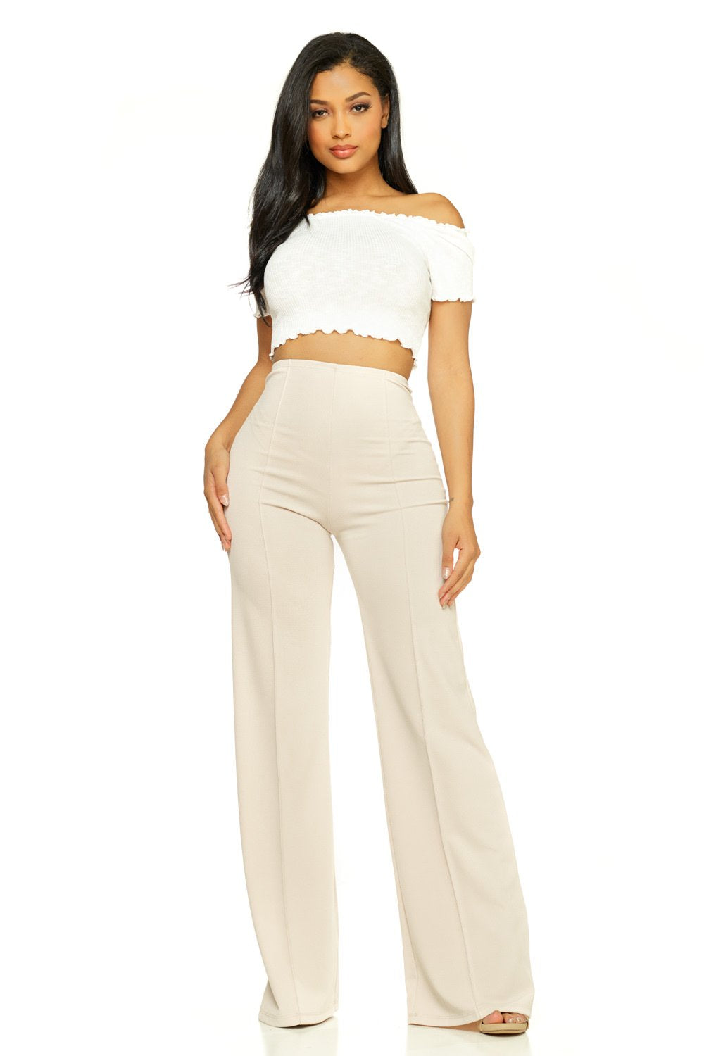 Cemi Ceri Women’s High Waist Wide Leg Dress Pants – Flared Business Slacks for Office, Work & Casual Wear, Stretch Comfort