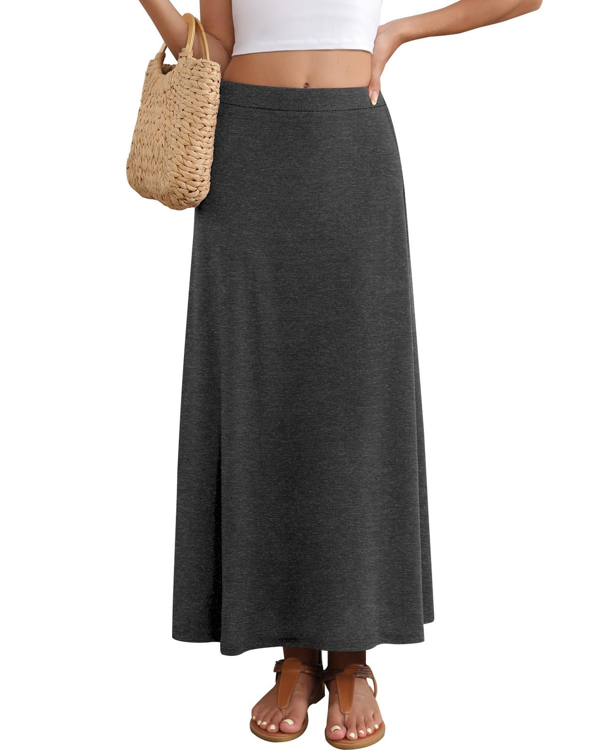 Women's Maxi Skirt Flowy A-line Casual Long Skirts S-2XL