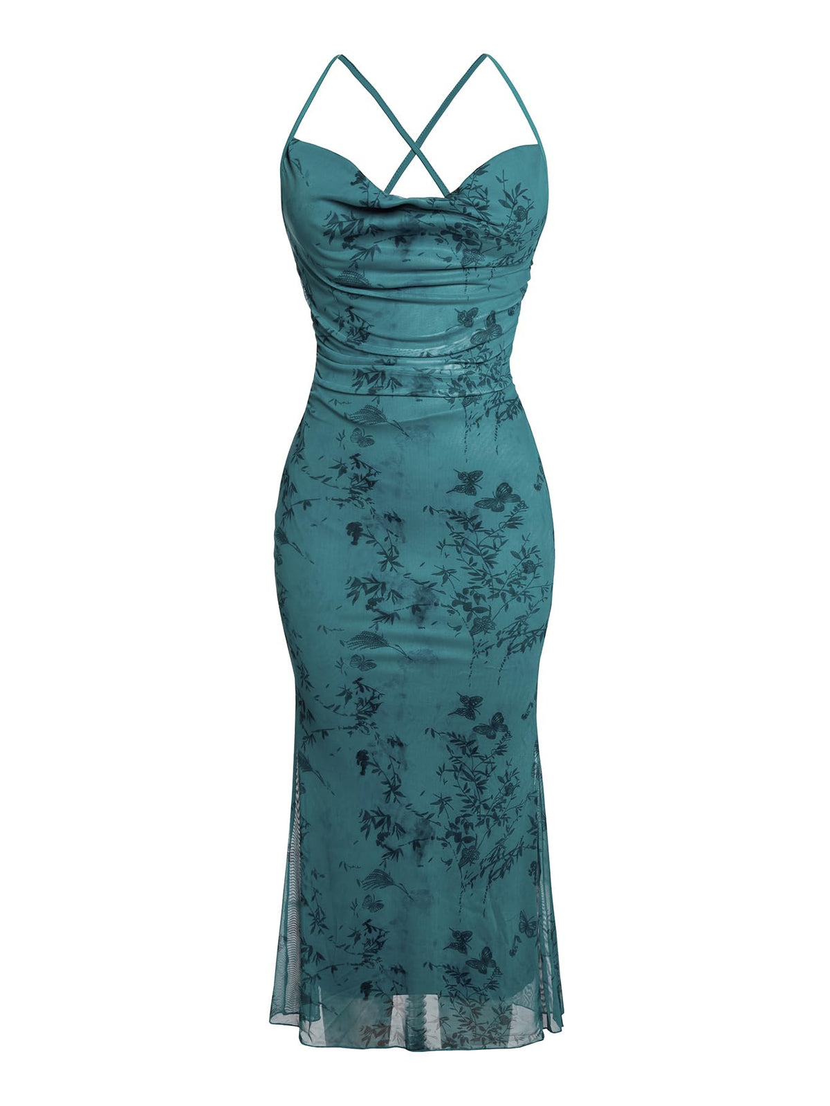 SOLY HUX Women's Floral Mesh Cami Dress Cocktail Wedding Guest Long Dresses