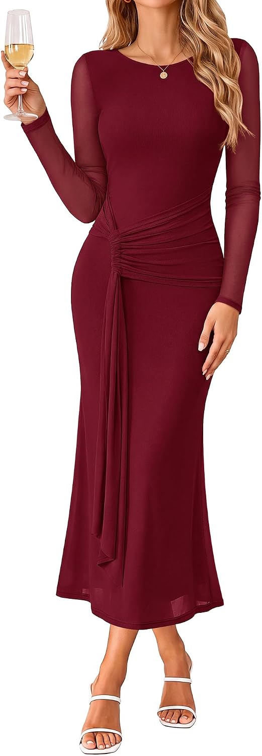 GRACE KARIN Women's Long Sleeve Bodycon Wedding Guest Dress
