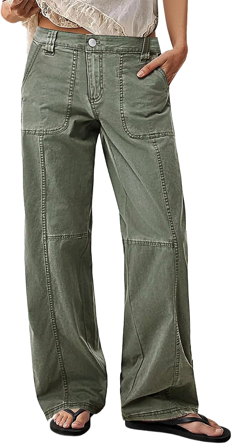 Flamingals Straight Leg Mid Waist Casual Styling Pants for Women