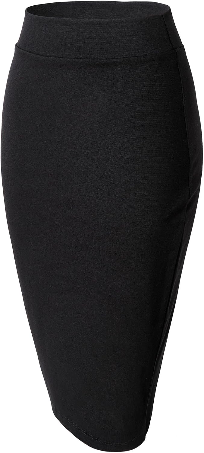 Urban CoCo Women's Elastic Waist Stretch Bodycon Midi Pencil Skirt