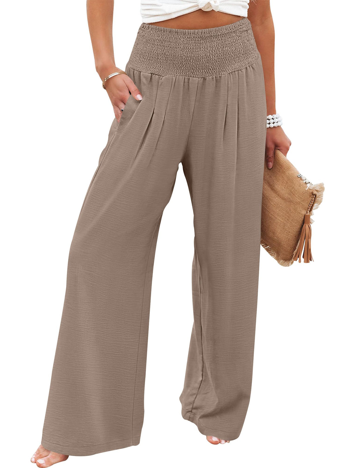 ANRABESS Women Wide Leg Summer Palazzo Pants with Pockets