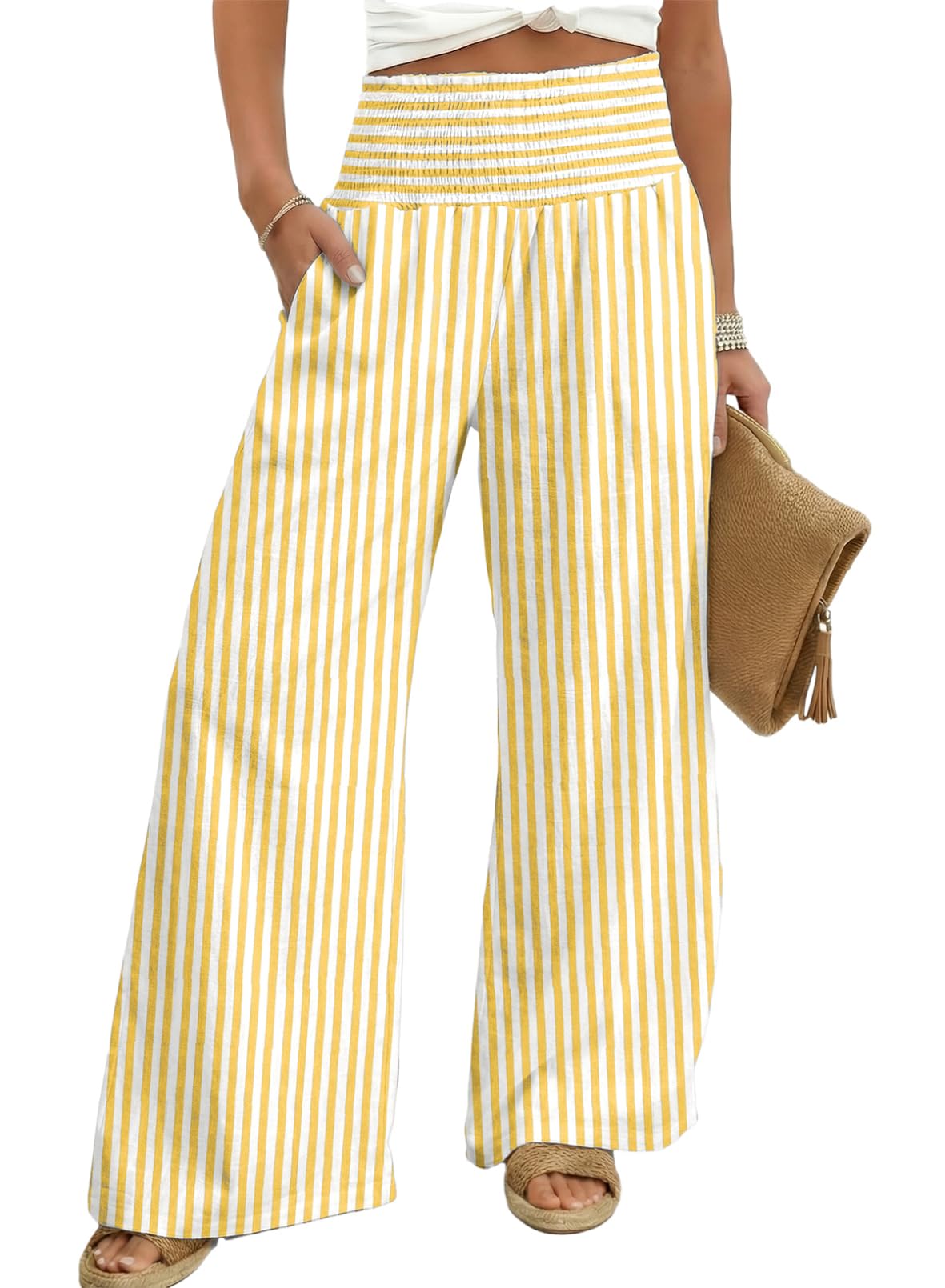 Dokotoo Women's Fall Gingham Wide Leg Casual Pants 2026