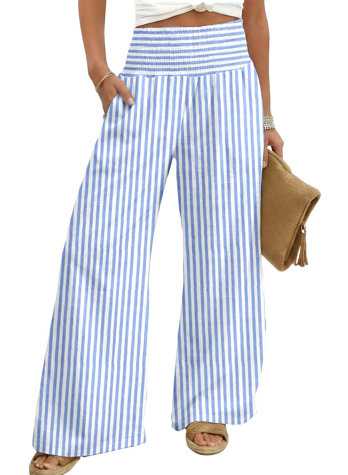 Dokotoo Women's Fall Gingham Wide Leg Casual Pants 2026