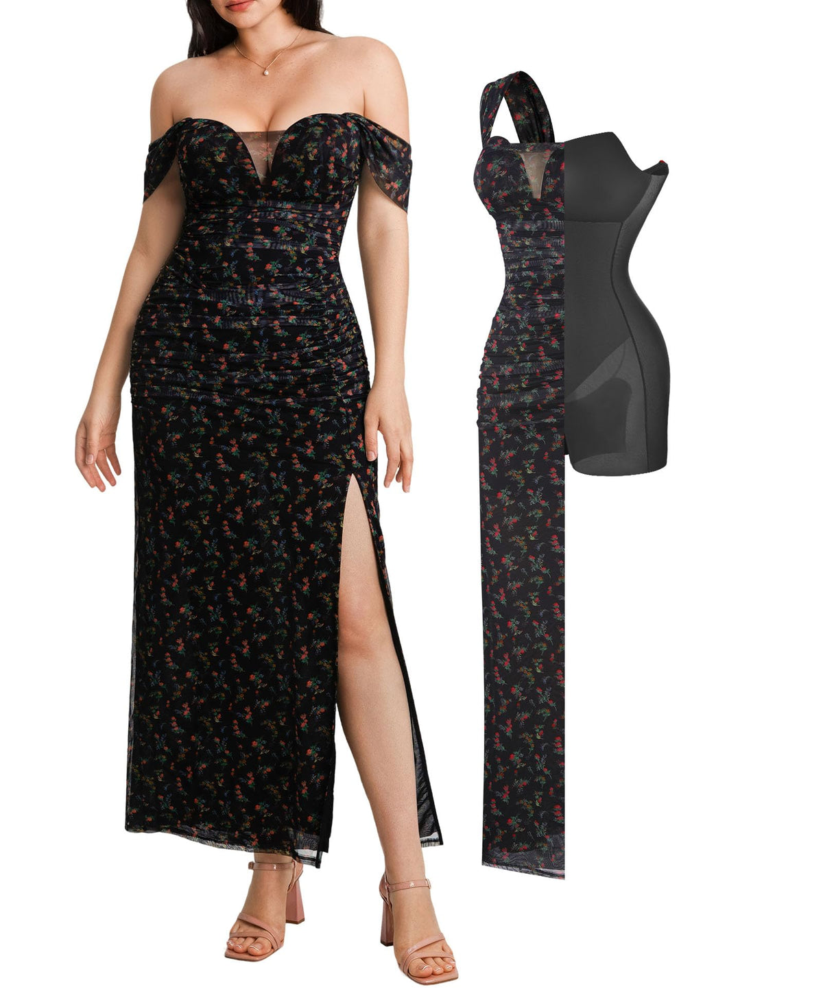 Popilush Women's Off the Shoulder Formal Wedding Guest Maxi Dress