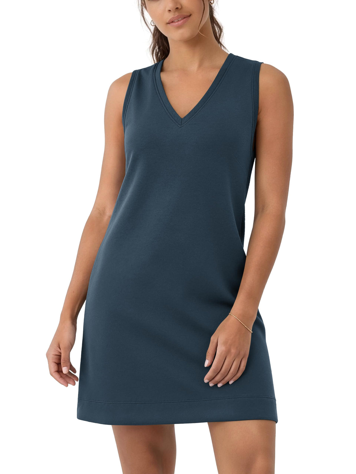 ODODOS Modal Soft V-Neck Tank Dress for Women Sleeveless Sundress Casual Relaxed Summer Dress with Pocket