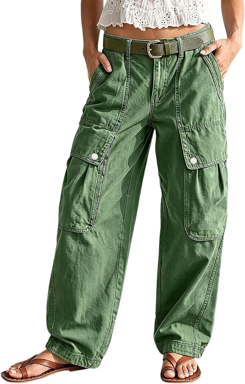 Flamingals Mid Rise Wide Leg Pants for Women
