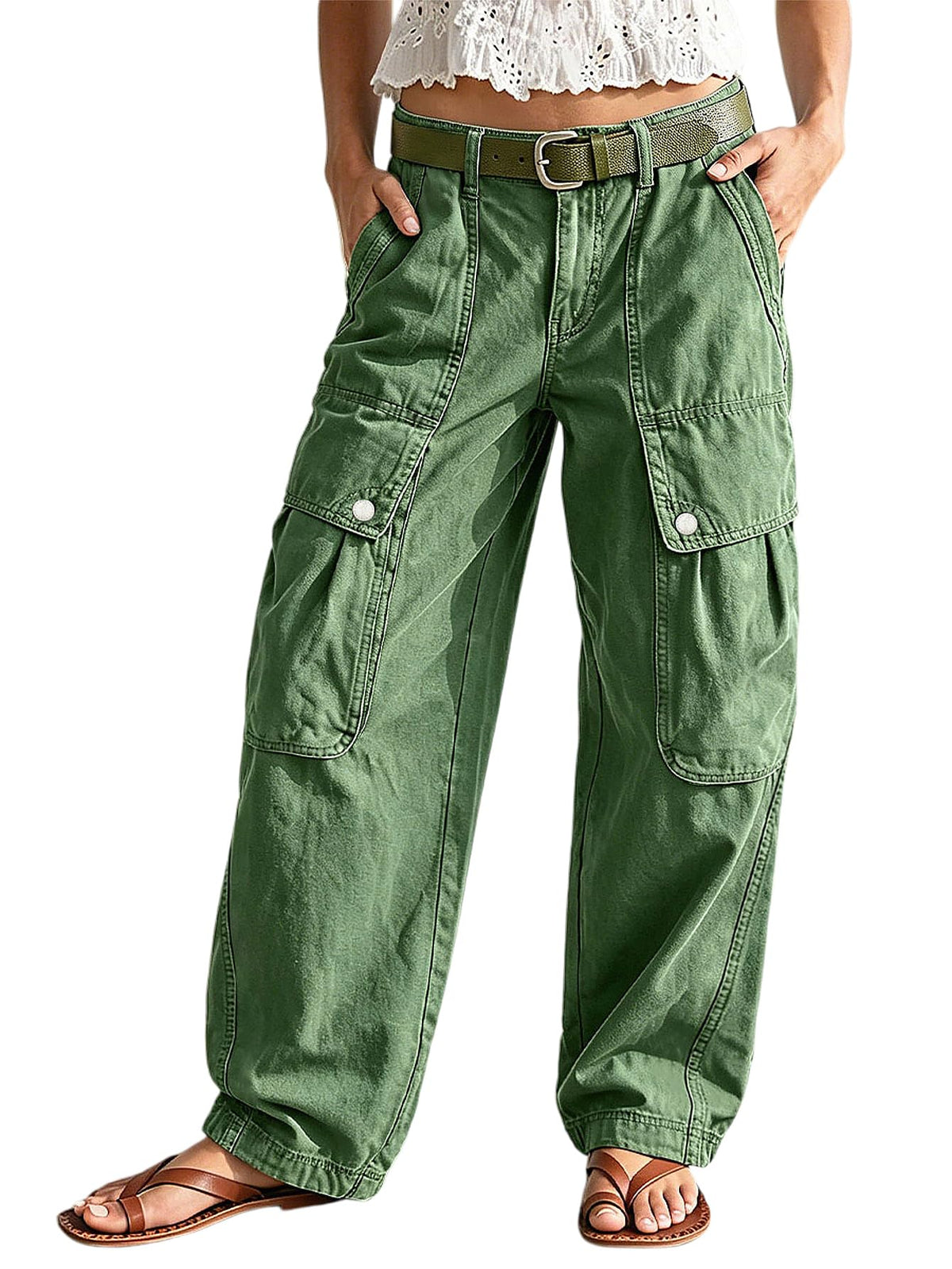 Flamingals Mid Rise Wide Leg Pants for Women