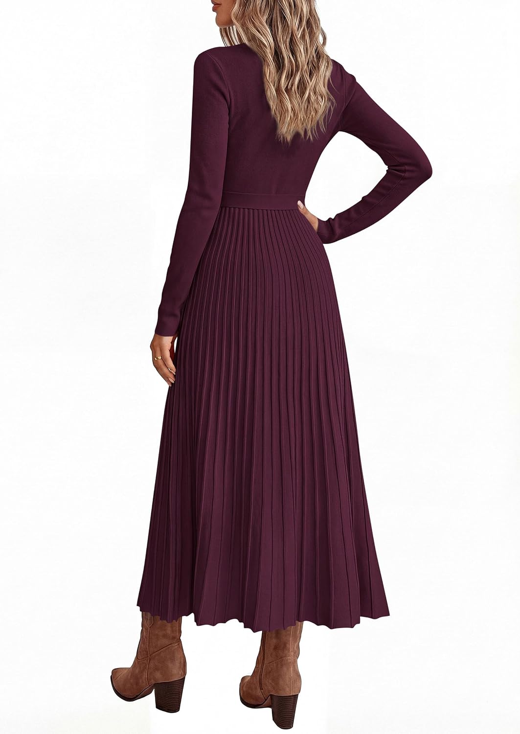 PRETTYGARDEN Womens Fall Maxi Long Sleeve Sweater Dress