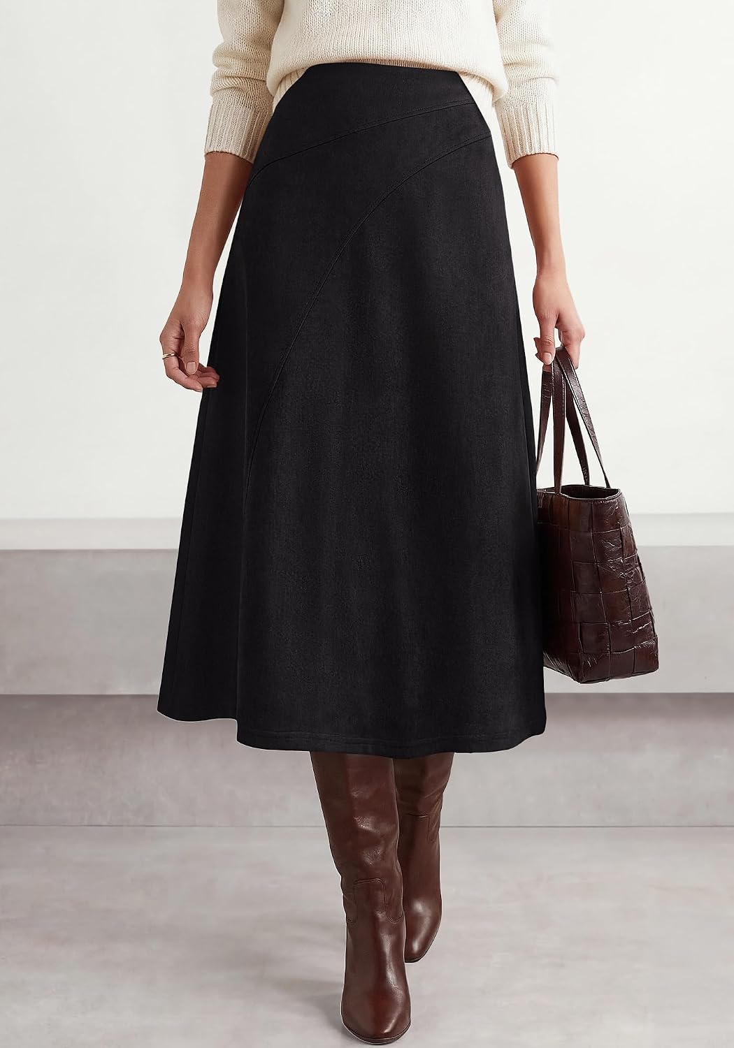 BTFBM Women Faux Suede Midi Long Skirt Fall Fashion 2026