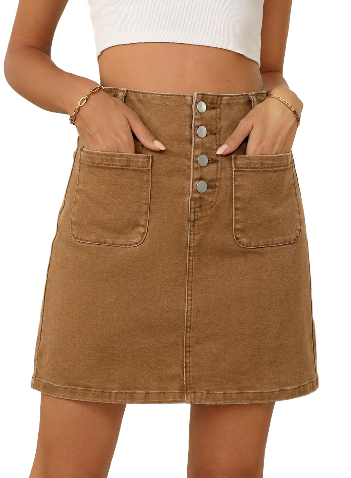 Sidefeel Women's Jean Skirt High Waist Denim Skirt