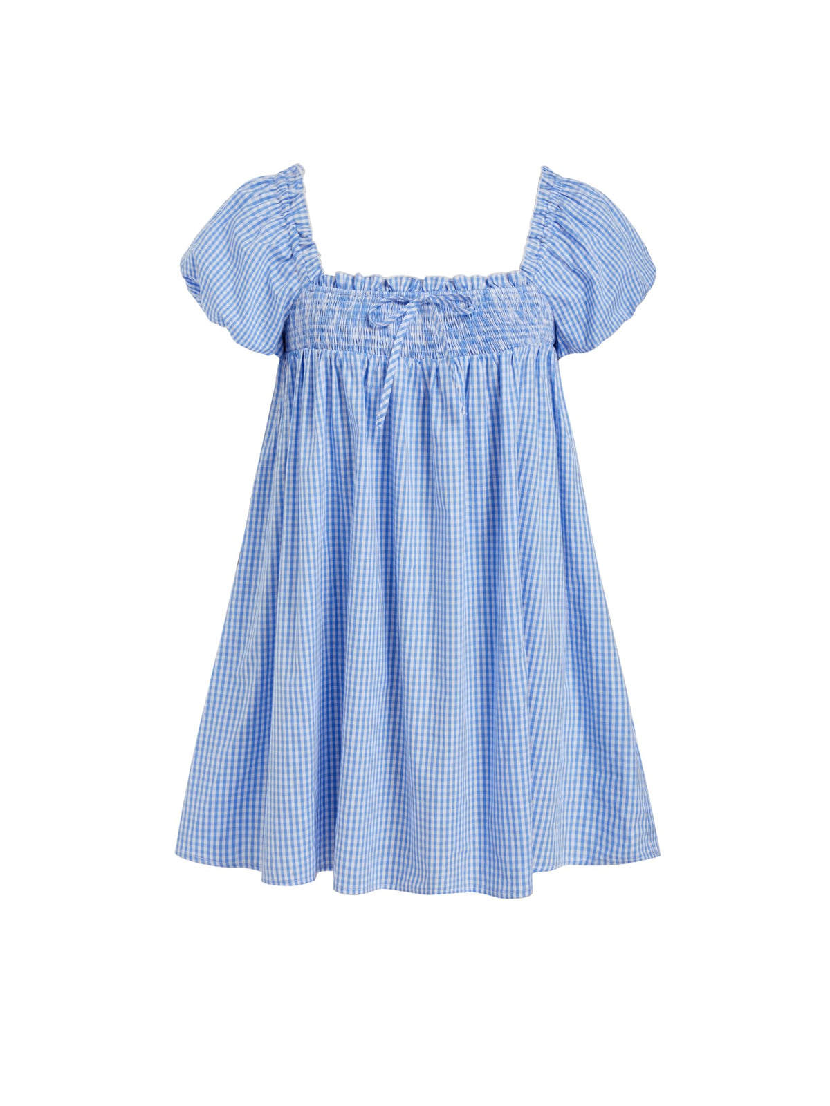 CIDER Womens Cotton Blend Gingham Shirred High Rise Mini Dress