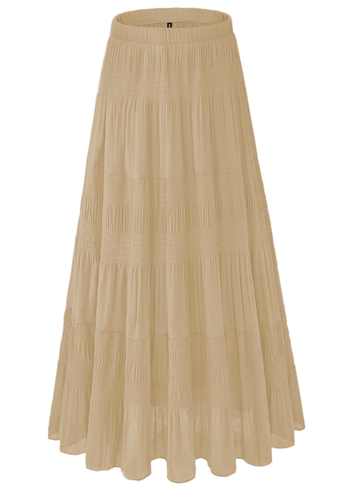 Women's Chiffon White Flowy Maxi Skirts Boho Summer Elastic Waisted Pleated A Line Long Skirt for Women 2026