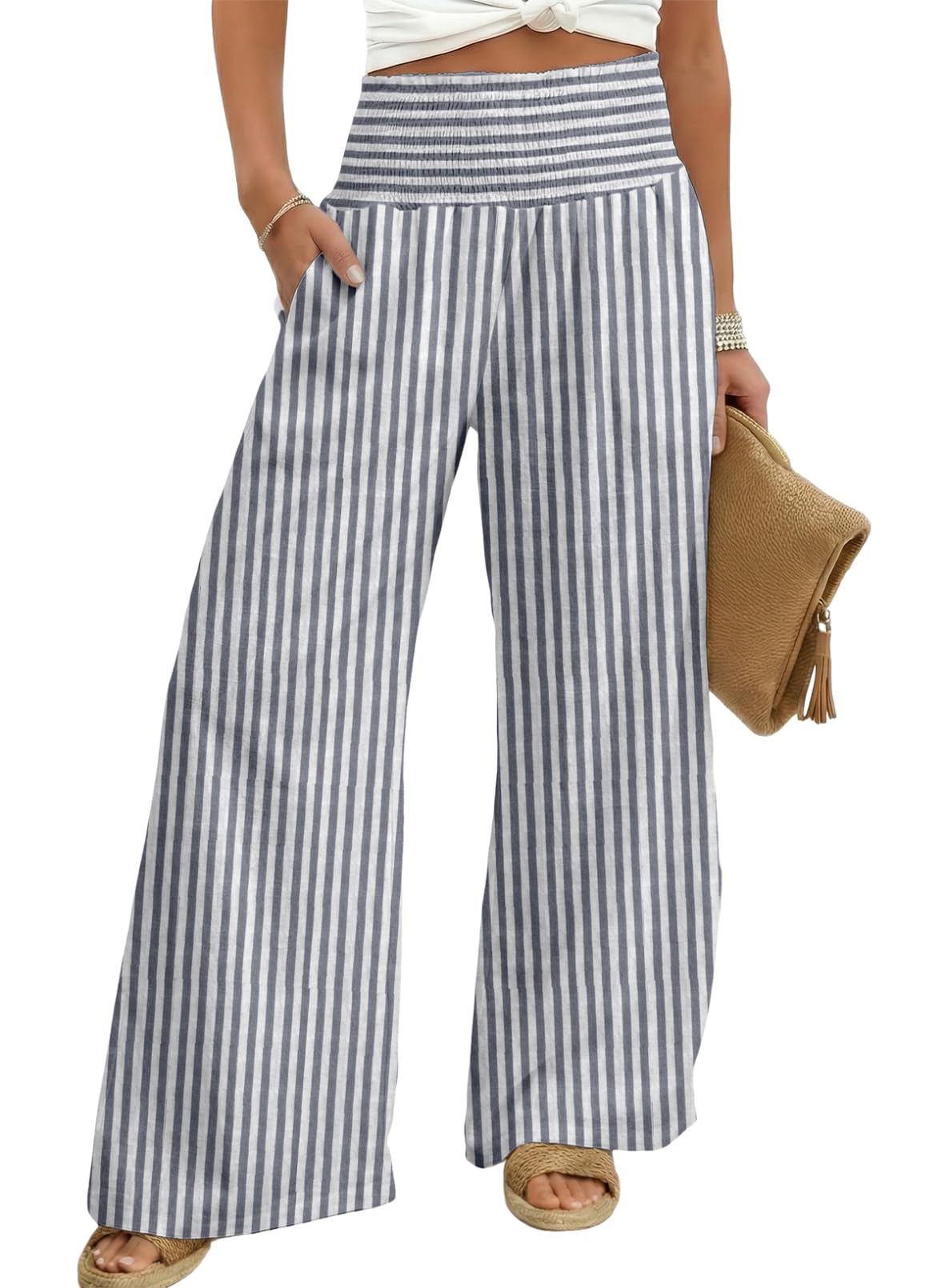 Dokotoo Women's Fall Gingham Wide Leg Casual Pants 2026