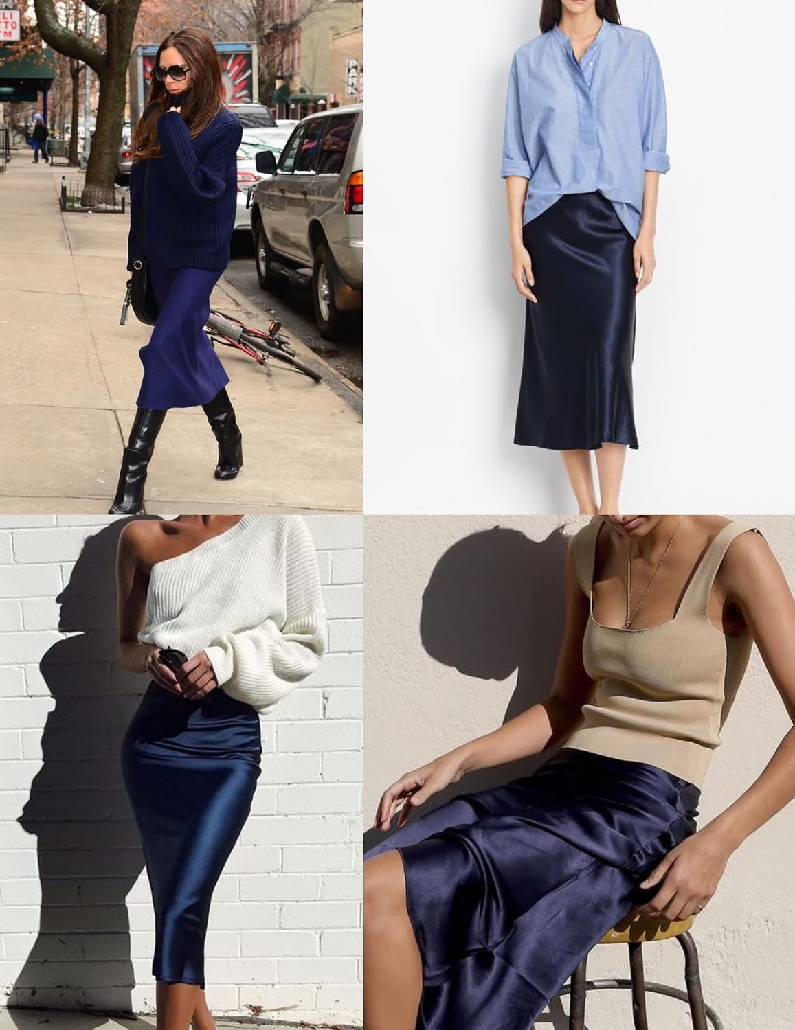 Zeagoo Skirts for Women High Waist Skirt Elegant Midi Skirt Satin
