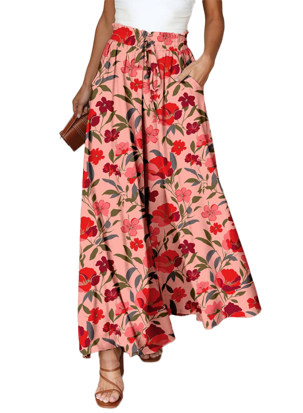 Dokotoo Wide Leg Pants for Women Casual Elastic Waist Drawstring Pants