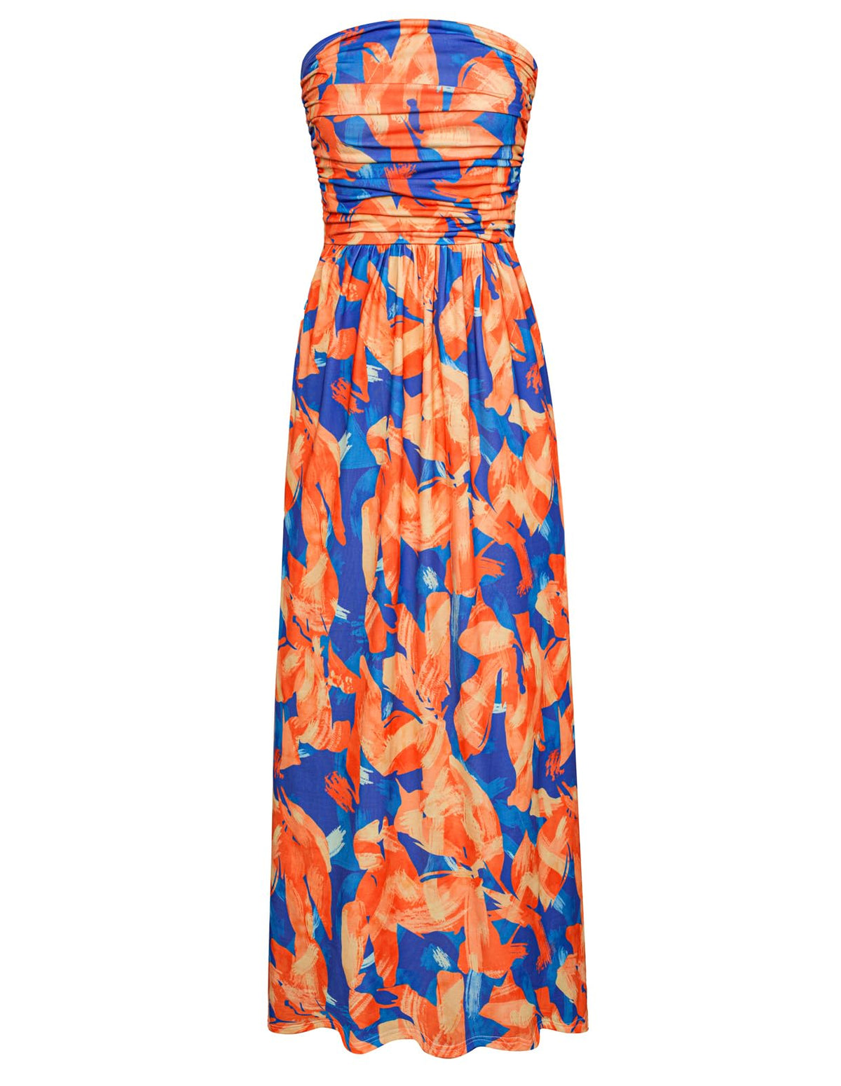GRACE KARIN Women Strapless Dress Casual Loose Ruched Long Maxi Dress with Pockets