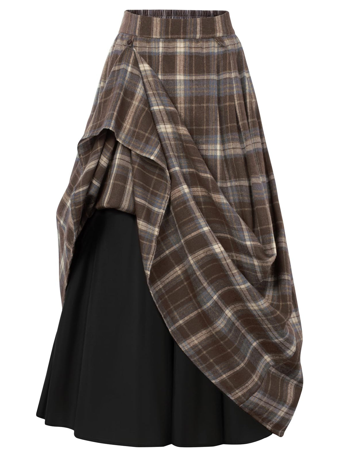Scarlet Darkness Plaid Skirts for Women High Waist Layered Long Skirt