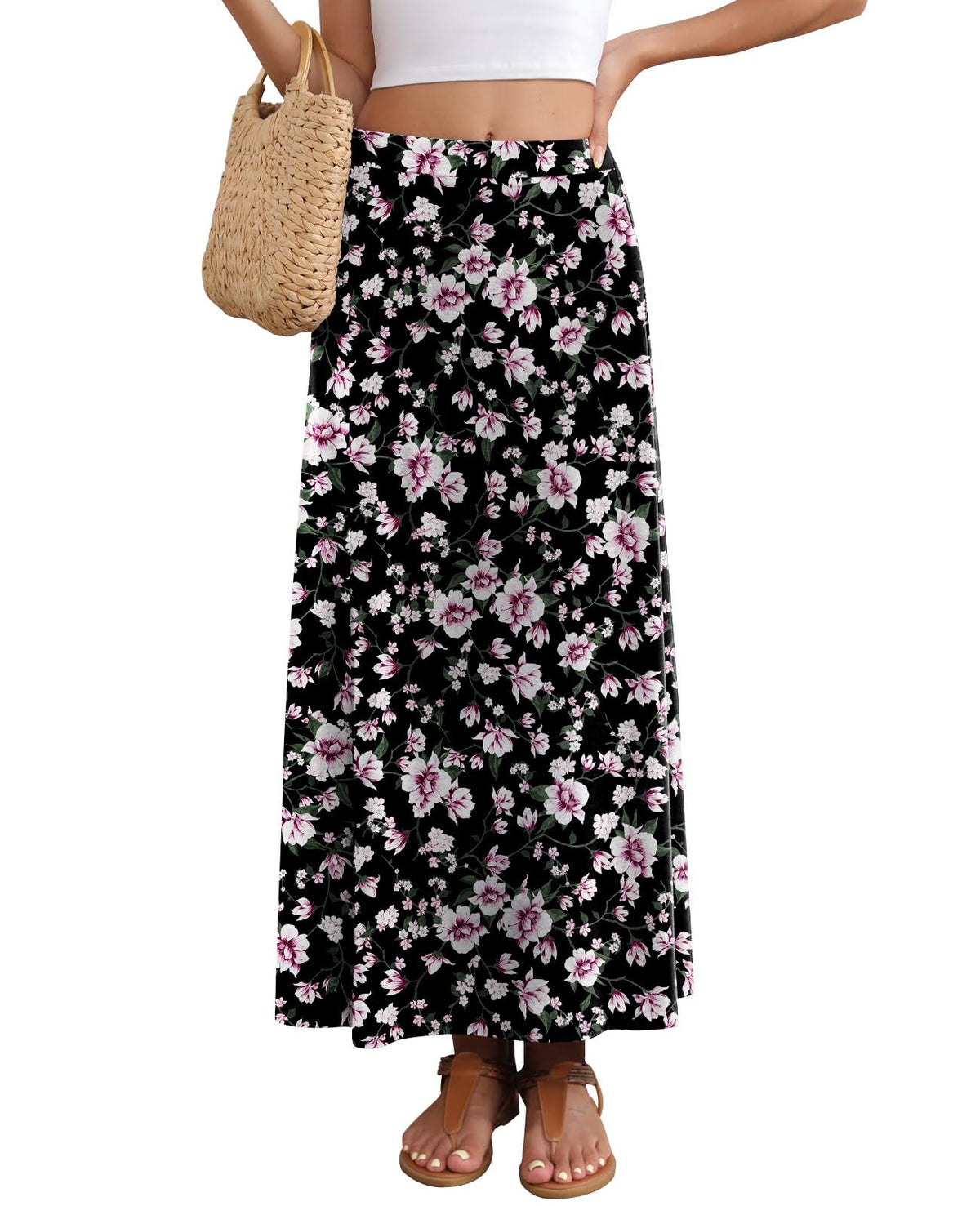 Women's Maxi Skirt Flowy A-line Casual Long Skirts S-2XL