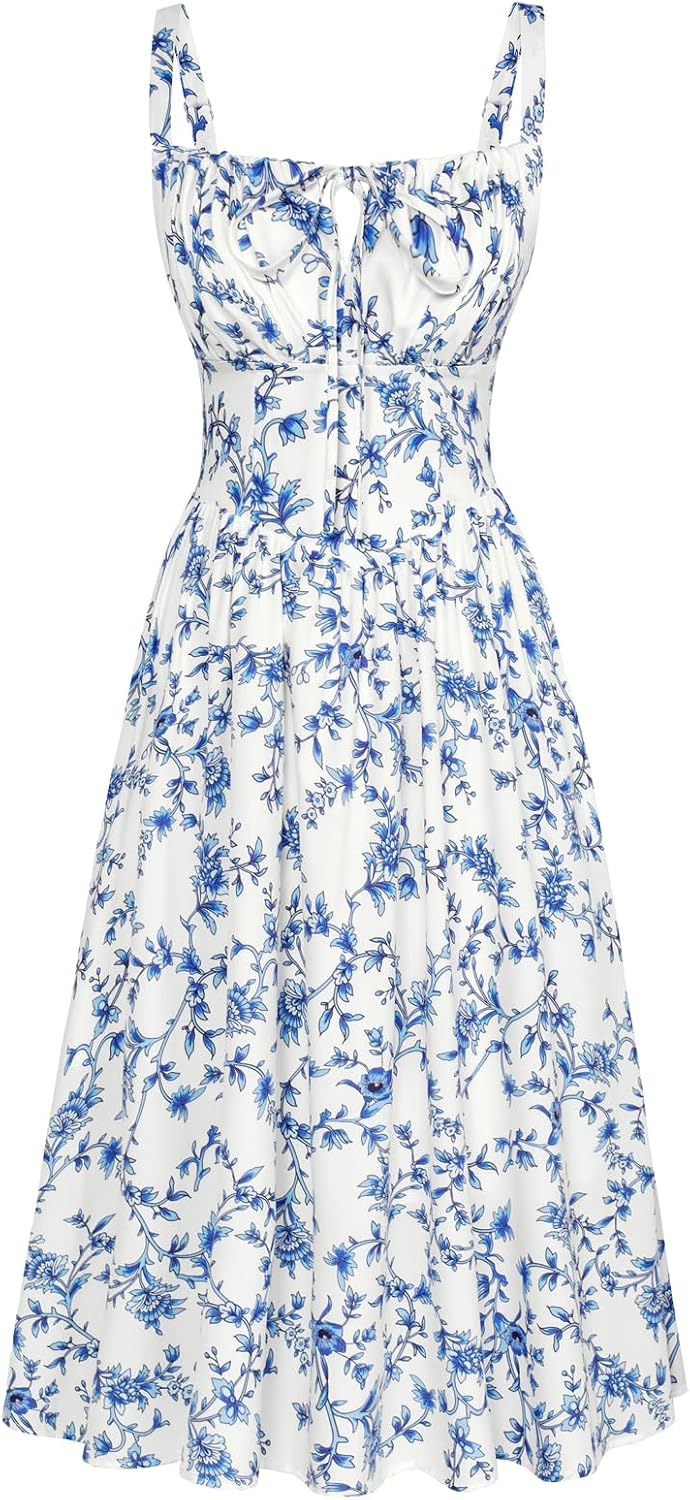Scarlet Darkness Women's Floral Corset Dress with Pockets for Summer Spring