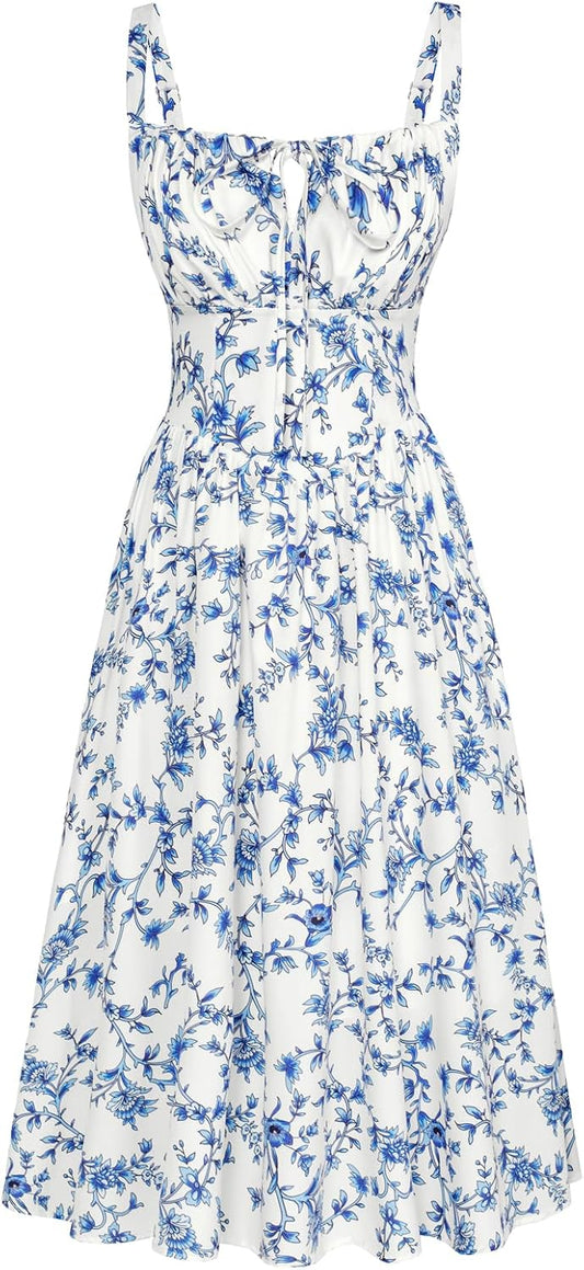 Scarlet Darkness Women's Floral Corset Dress with Pockets for Summer Spring