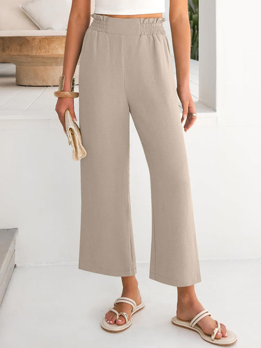 ANRABESS Womens Wide Leg Pants Cropped Work Palazzo Trousers