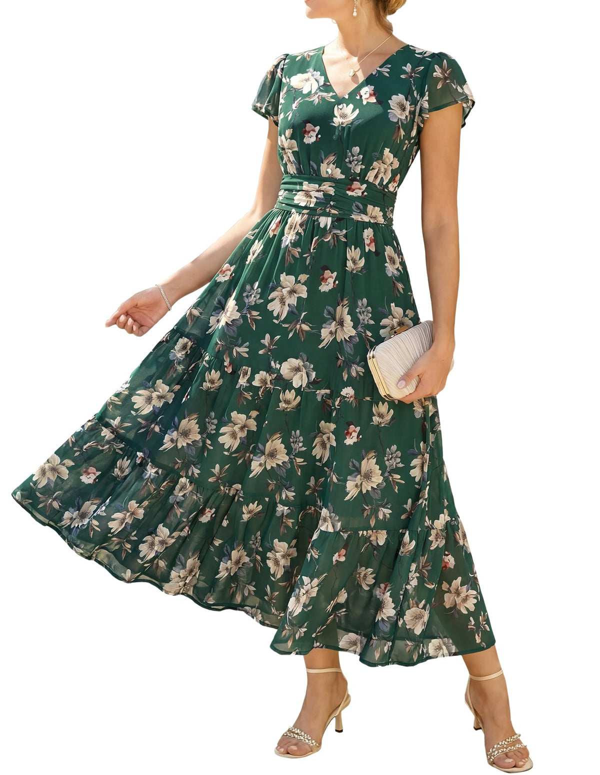 GRACE KARIN Women Summer Dress,Maxi Floral Wedding Guest Dresses