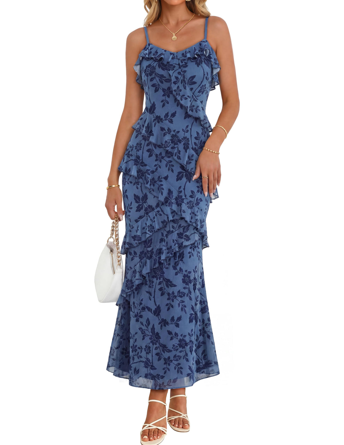 MEROKEETY Summer Floral Wedding Guest Maxi Dress Women 2026 Formal Cocktail
